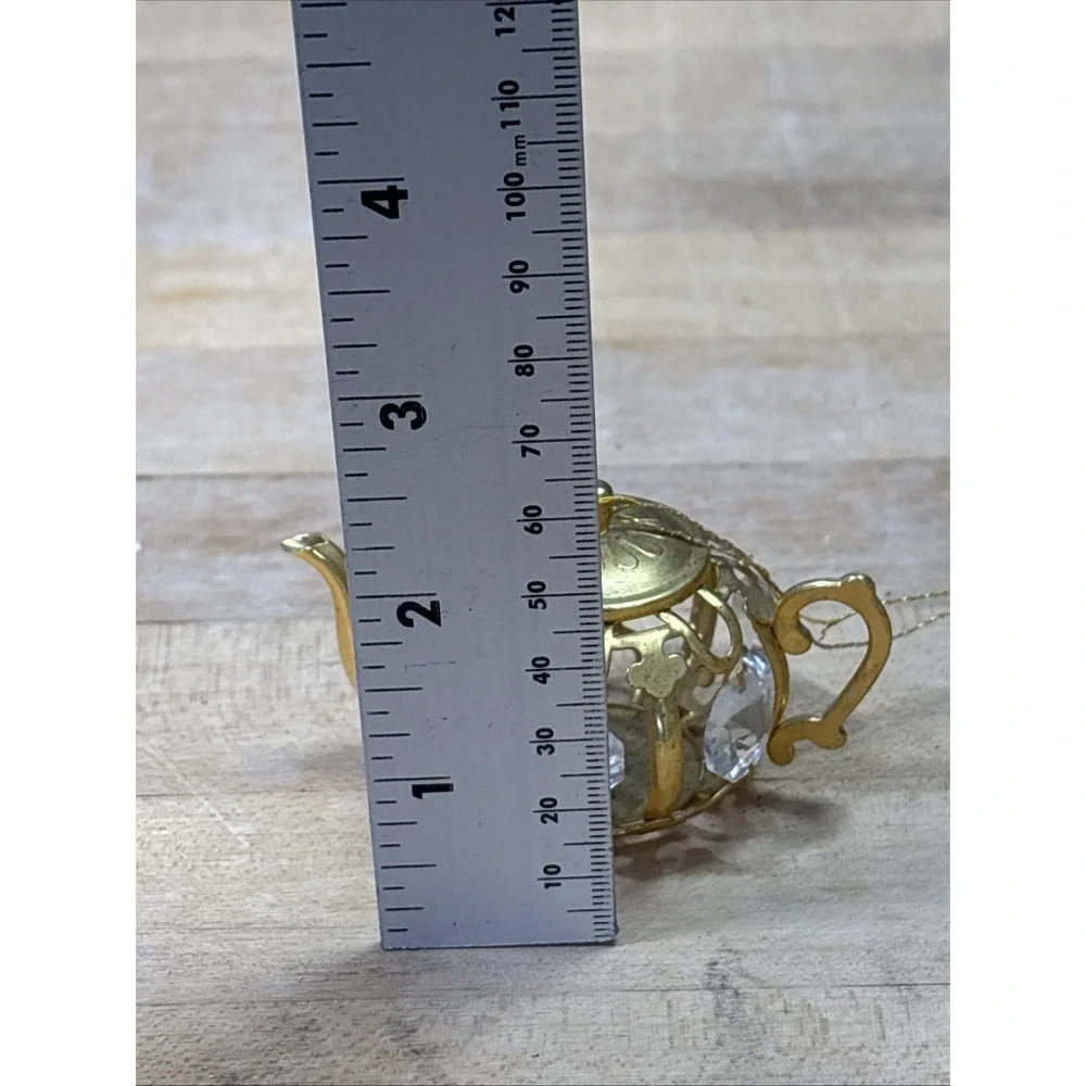 Vintage KG & C Inc. 24K Gold Plated Austrian Crystal Teapot & Wind Chime Set